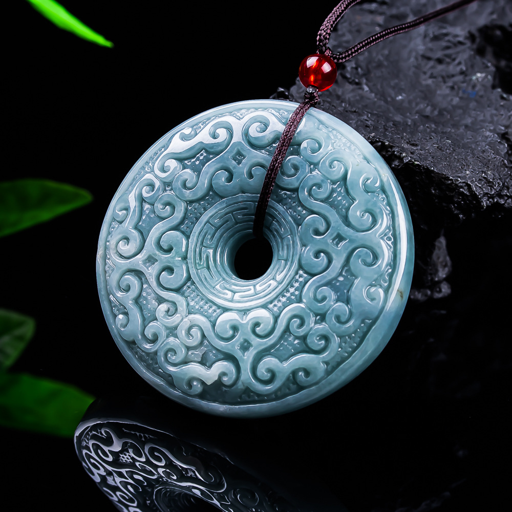 Necklace Pendant - Doğal Birmanya Jadeit Çiçek Kolye Kolye