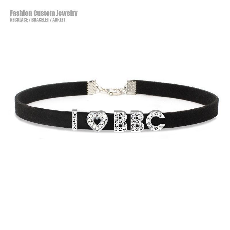 Crystal Choker Necklace - BBC seksi Rhinestone mektuplar ben aşk