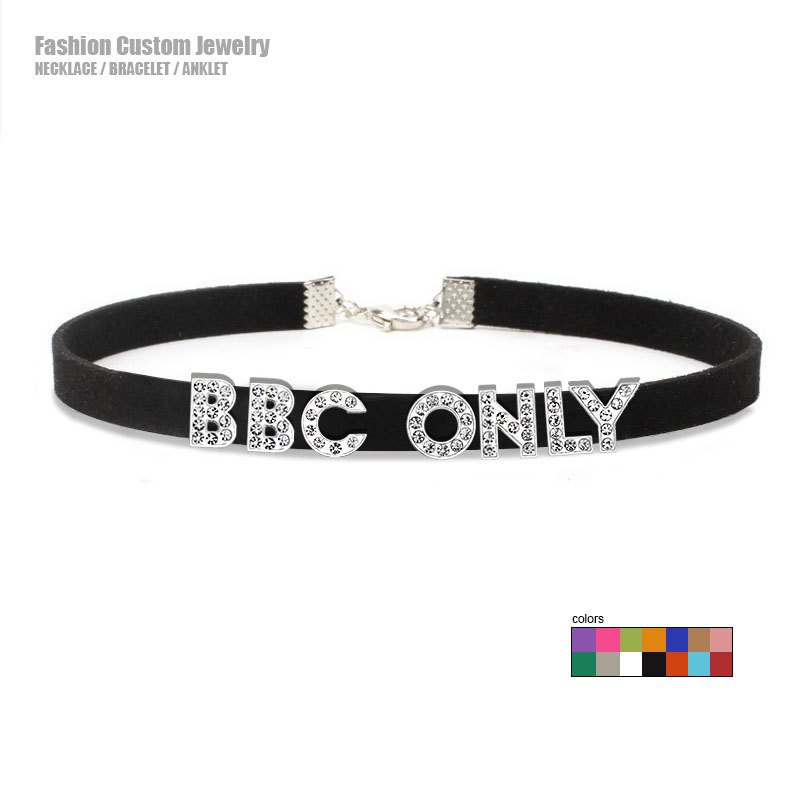 Crystal Choker Necklace - Rhinestone Mektup BBC SADECE Kolye Kadınlar
