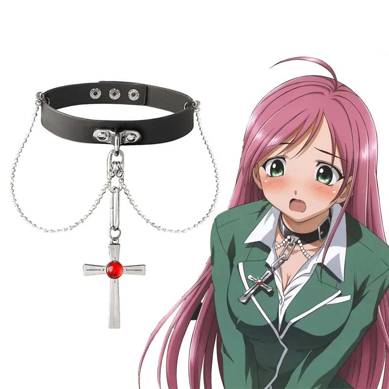 Crystal Choker Necklace - Anime Rosario ve vampir kırmızı kristal