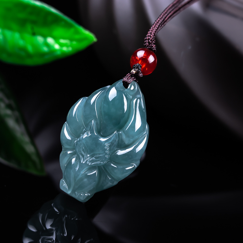Necklace Pendant - Doğal Birmanya Jadeite Tilki Kolye Kolye