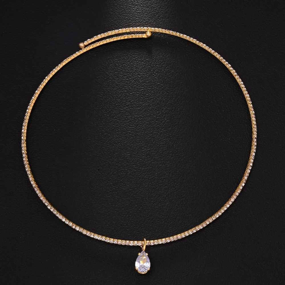Crystal Choker Necklace - Stonefans Su Damlası Kolye Gerdanlık Kolye