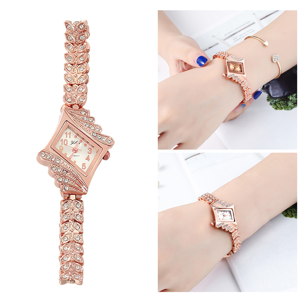 Unique Jewelry Watches - Benzersiz Eşkenar Dörtgen Kakma Elmas Moda