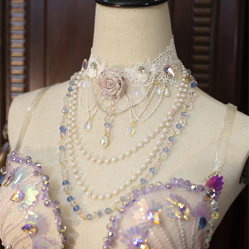 Crystal Choker Necklace - Japon Orijinal Ağır Muhteşem Endüstriyel Lolita