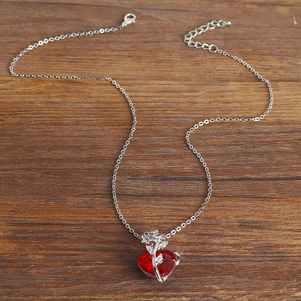 Koyu Kırmızı Kristal Gül Çiçeğ - Crystal Choker Necklace incelemesi ve fiyatı